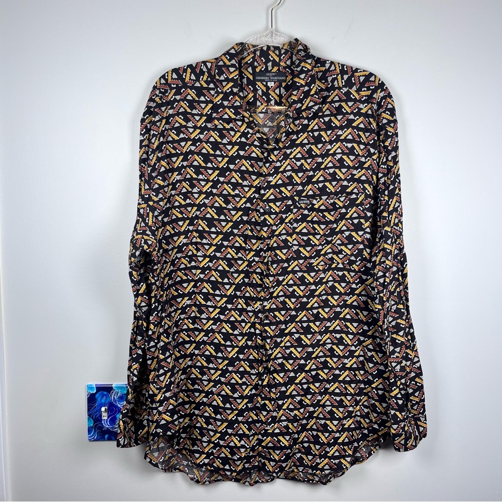 Guess Vintage Men’s Button Down By Georges Marciano Size XL Festival Rayon USA